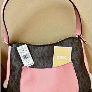 Michael Kors Pink and Brown Hobo Women's Bag